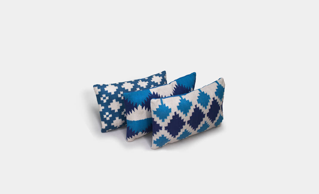 Rectangular Blue Print Pillows (Set 3) | Crimons