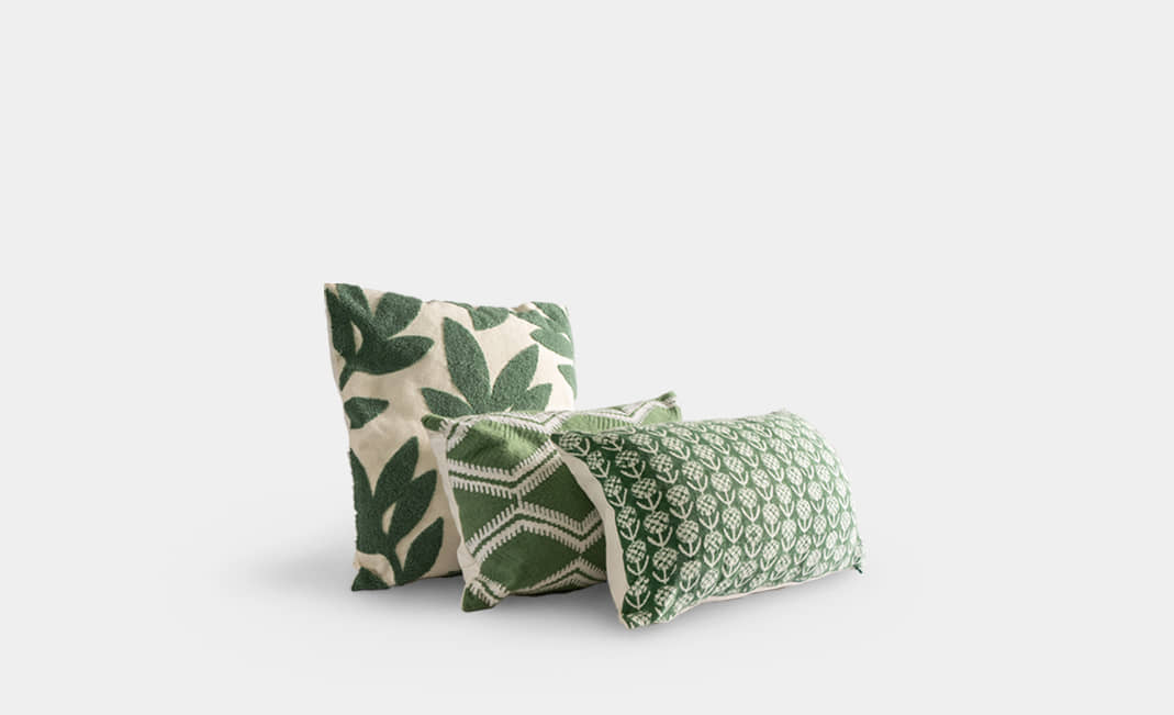 Green Printed Cushions Set | Crimons