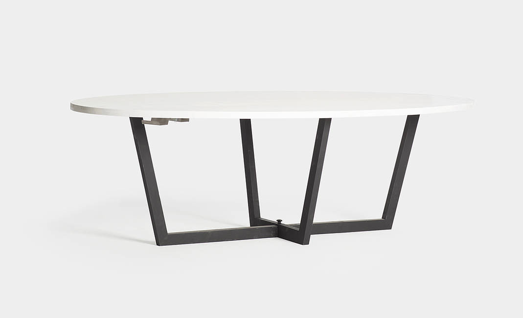 White Wooden Oval Table | Crimons