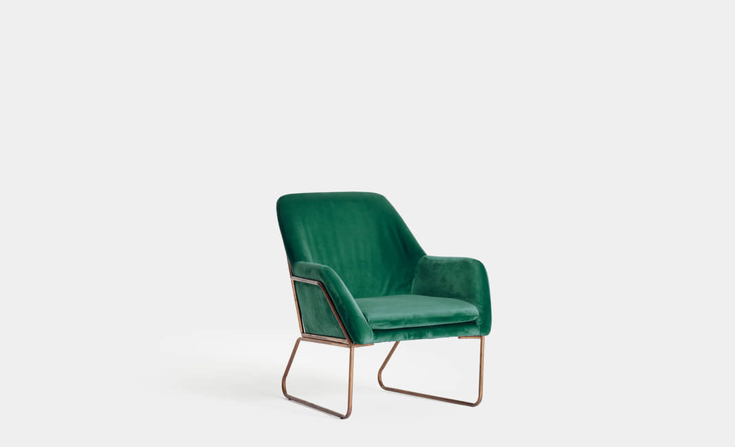 Golden and Green Velvet armchair | Crimons