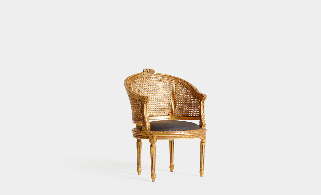 Louis XVI Golden And Brown Armchair | Crimons