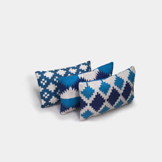 Rectangular Blue Print Pillows | Crimons