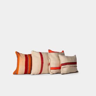 Orange Striped Kilim Cushions (Set 3) | Crimons