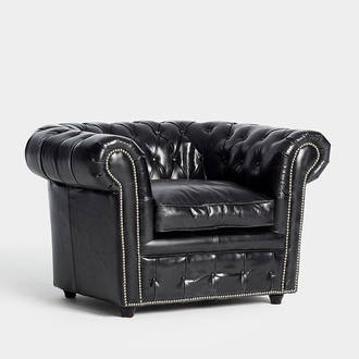 Black Leather Chester Armchair | Crimons