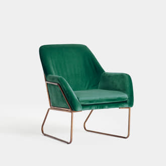 Golden And Green Velvet Armchair | Crimons