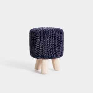 Blue Tricote Stool/Pouf