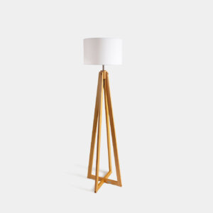 Lámpara Pie Bl/Madera 2