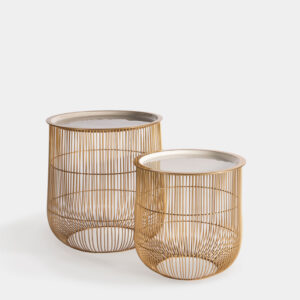 Mesa Platner Dorada/Gris