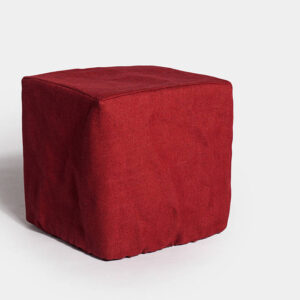 Burgundy Jute Pouf