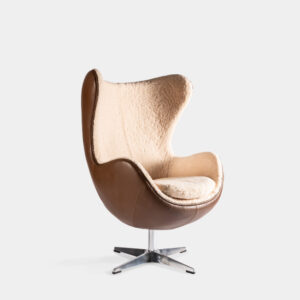 Brown/Ecru Leather Boucle Armchair