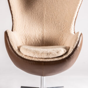 Brown/Ecru Leather Boucle Armchair