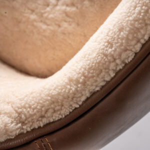 Brown/Ecru Leather Boucle Armchair