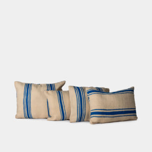 Kilim Cushions Stripes Dark Blue (Set 4)