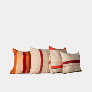 Orange Striped Kilim Cushions (Set 3)