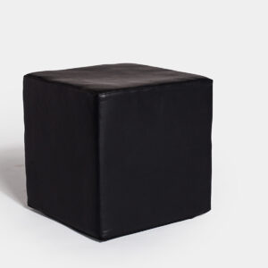 Black Leather Pouf