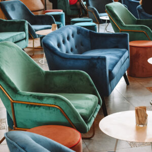Golden And Green Velvet Armchair