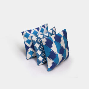 Coixins Blaus Estampats Quadrats (Set 3)