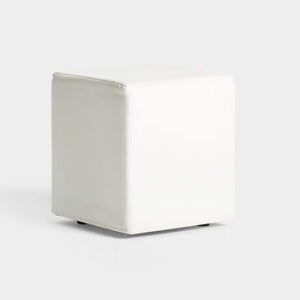 White Leather Pouf