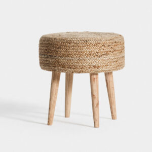 Puf Paja Madera Natural