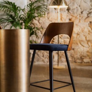 Norway Walnut/Blue Stool