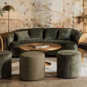 Puf Velvet Verde Espiga Premium