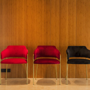 Burgundy/Gold Velvet Armchair