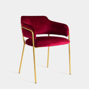Burgundy/Gold Velvet Armchair