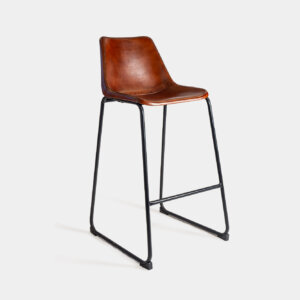Brown leather stool